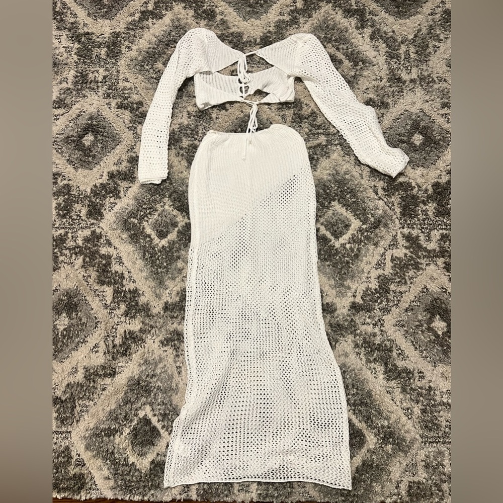 Amazon White Crochet Two-Piece Dress